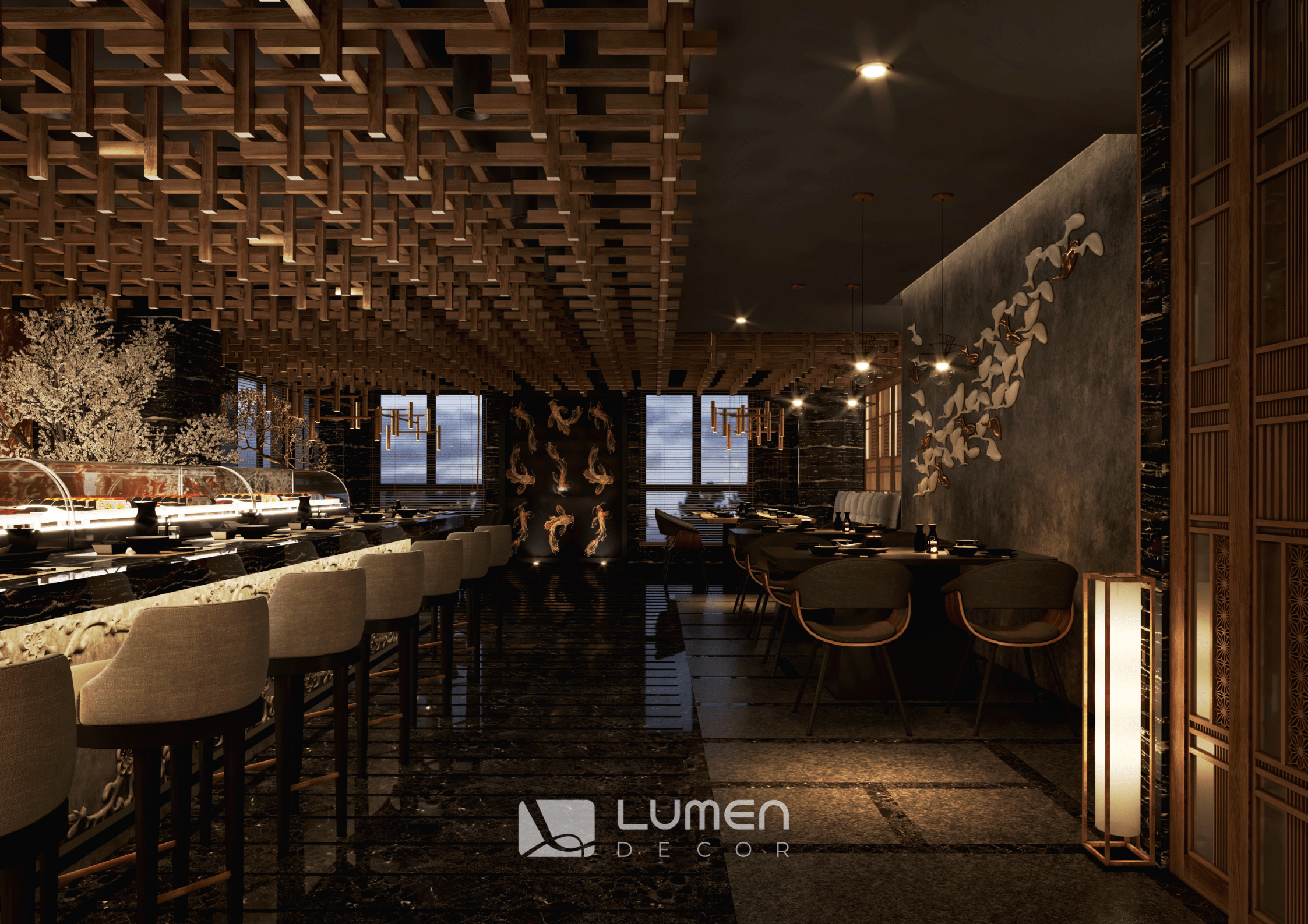 Lumen Decor – Thiết Kế Nhà Hàng Nhật Bản - Kiến Tạo Không Gian Ẩm Thực Tinh Tế 4 thiết kế nhà hàng